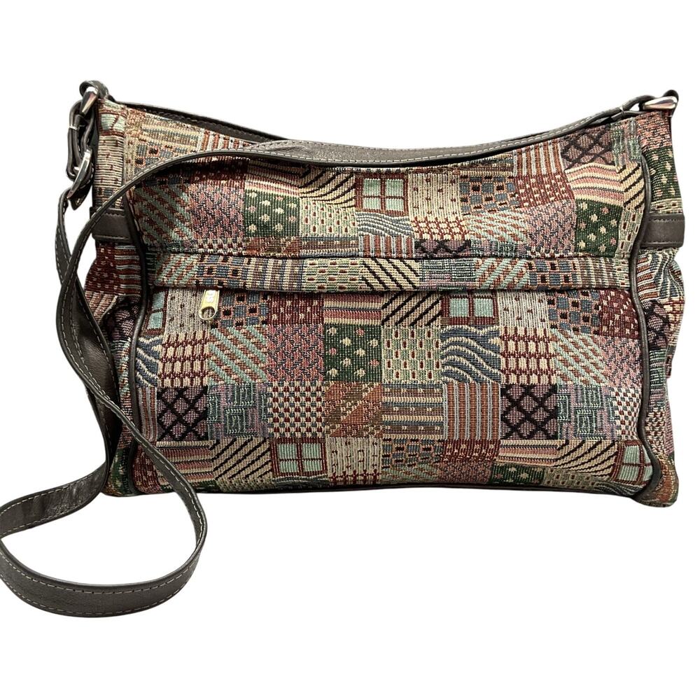 90s SAS Patchwork Tapestry Shimmer Purse Made in USA